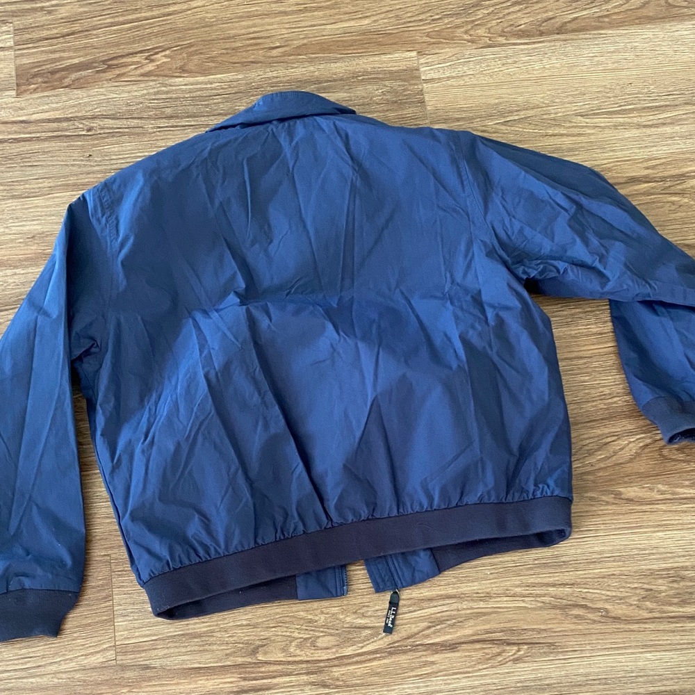 L.L. Bean men’s Navy Jacket with Checkered flannal Collar bomber windbreaker XL - Picture 8 of 8